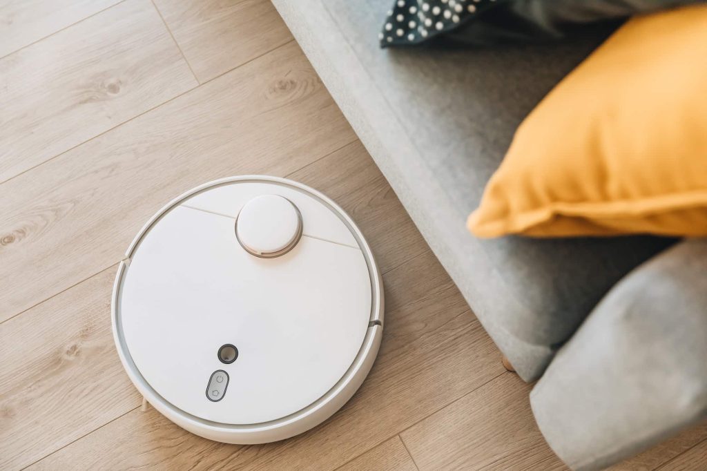 Wireless Robotic Vacuum Cleaner Cleaning a Floor